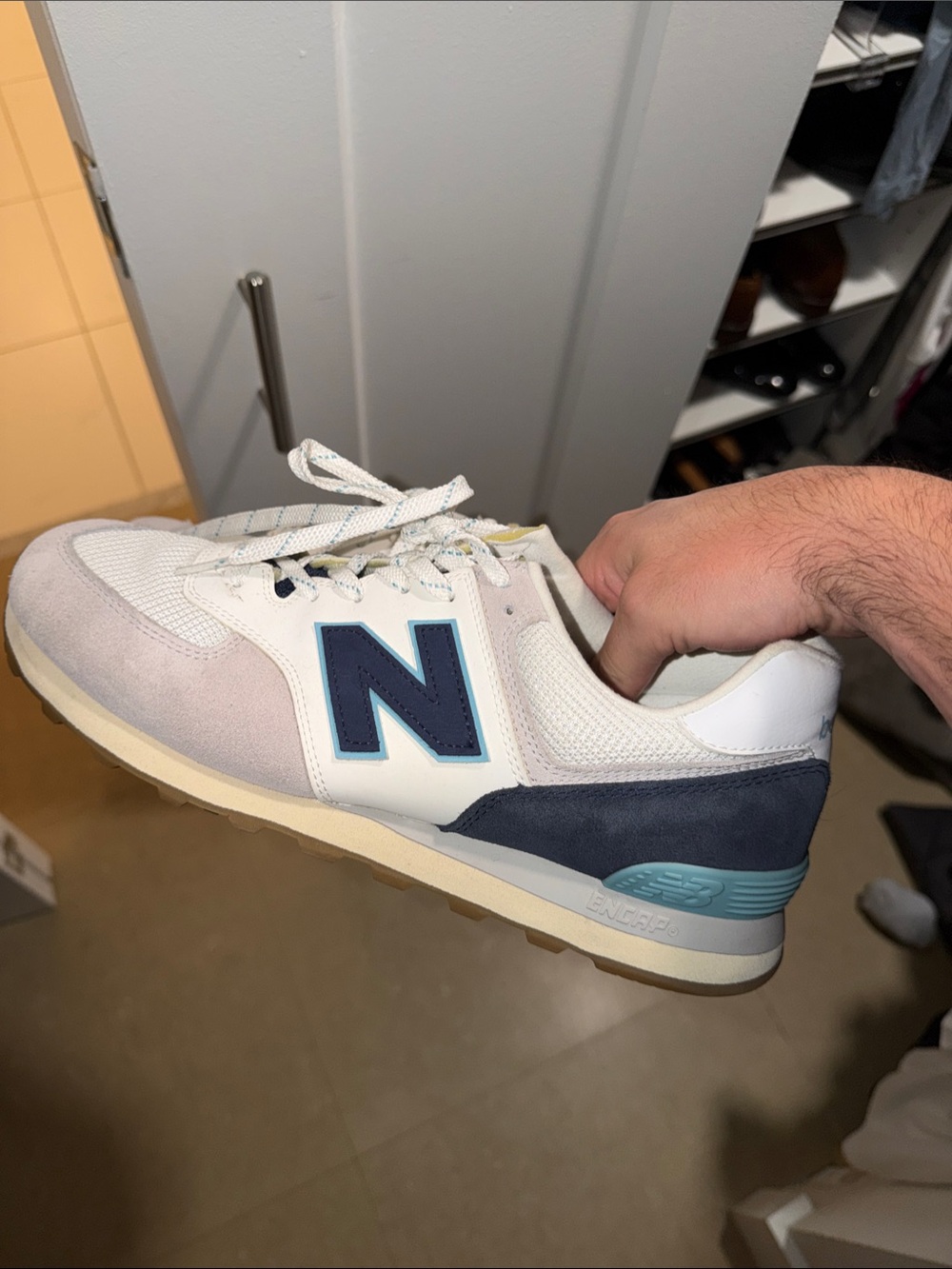 New Balance White, Navy & Light Blue Men's Low-Top Sneaker